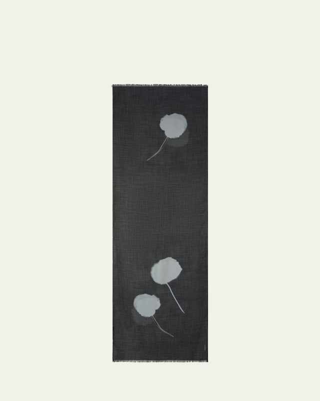 Windflower Print Cashmere-Silk Scarf